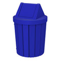 Sturdy Essentials 42 Gallon Round Slatted 100% Recycled Plastic Indoor or Outdoor Commercial Trash Can with Easy Access Swing Top Lid | Great for Schools and Businesses - Blue