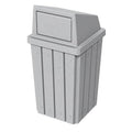 Campus Collection 32 Gallon Square Slatted 100% Recycled Plastic Heavy-Duty Commercial Outdoor and Indoor Trash Can with Push Top Lid | Great for Schools and Businesses - Light Granite