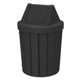 Sturdy Essentials 42 Gallon Round Slatted 100% Recycled Plastic Indoor or Outdoor Commercial Trash Can with Easy Access Swing Top Lid | Great for Schools and Businesses - Black
