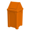 Sturdy Essentials 32 Gallon Square 100% Recycled Plastic Heavy Duty Outdoor Commercial Trash Can with Swing Top Lid | Great for Schools and Businesses - Orange