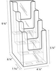 Clear-Ad - LHF-S104 - Acrylic Slant Back 4 Tier Trifold Brochure Display in Bulk - Plastic Literature Holder for Flyers, Booklets, Bills, Mail, Letters, Cards, Pamphlets, Maps (Pack of 18)