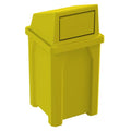 Sturdy Essentials 32 Gallon Square 100% Recycled Plastic Heavy Duty Indoor or Outdoor Commercial Trash Can with Push Lid | Great for Schools and Businesses - Yellow