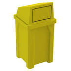 Sturdy Essentials 32 Gallon Square 100% Recycled Plastic Heavy Duty Indoor or Outdoor Commercial Trash Can with Push Lid | Great for Schools and Businesses - Yellow