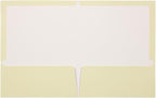 JAM PAPER Laminated Two Pocket Glossy Folders - Ivory - 3/Pack