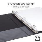 Samsill 1 Inch 3 Ring Binders, Made in USA, Economy Round Ring, Clear View Cover, 200 Sheet Capacity - for School, Home, Office - Black, 24 Pack