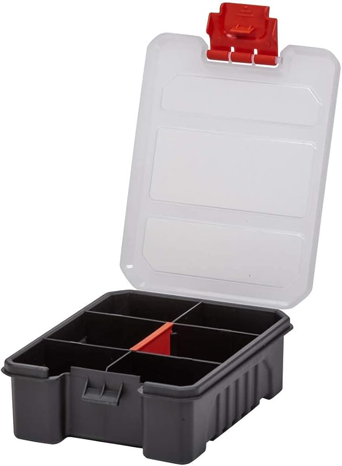 Mini Parts Organizer Box – Small Hardware Storage Case with 6 Compartments & Divider – Compact Nylon Container for Screws, Beads, Tackle, or Travel Toolbox