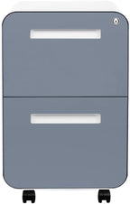 Laura Davidson Furniture Stockpile 2 Drawer Mobile File Cabinet with Lock - Under Desk Metal Filing Cabinet, Legal/Letter File Folders, Wheels and Stationary Feet, Pre-Assembled, Coastal Blue