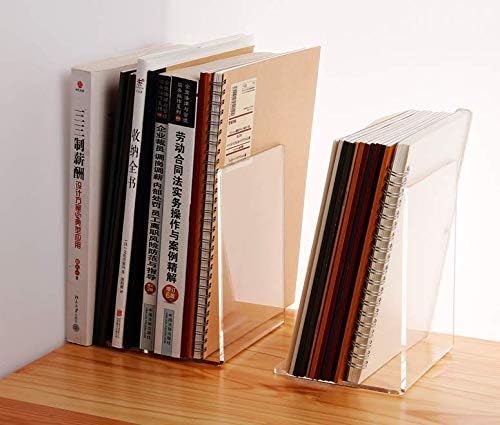 CY craft 6 Pieces/3 Pairs Bookends,Clear Acrylic Bookends for Shelves,Heavy Duty Book Ends and Desktop Organizer,Book Stopper for Books/Movies/CDs,7.3x4.8x4.8 inch