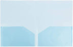 JAM PAPER Plastic Light Weight Flexible Two Pocket Presentation Folders - Blue - 12/Pack