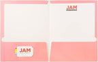 JAM PAPER Laminated Two Pocket Glossy School Folders - Letter Size - High Gloss Baby Pink Pastel - 6/Pack