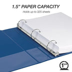 Samsill 1.5 Inch 3 Ring Binders, Made in USA, Economy Round Ring, Clear View Cover, 325 Sheet Capacity - for School, Home, Office - Blue, 4 Pack