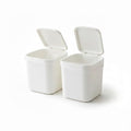 SILJIATING Mini Desktop Trash Can with Trash Bags, Small Countertop Waste Bin with Lid for Office, Skincare & Makeup Table, Tiny Aesthetic Garbage Bin for Bedside White(2pcs)