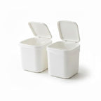 SILJIATING Mini Desktop Trash Can with Trash Bags, Small Countertop Waste Bin with Lid for Office, Skincare & Makeup Table, Tiny Aesthetic Garbage Bin for Bedside White(2pcs)