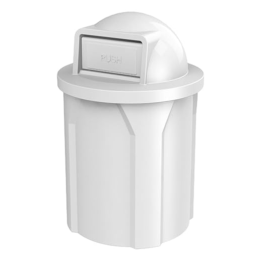 Campus Collection 42 Gallon Circle 100% Recycled Plastic Heavy Duty Outdoor Commercial Trash Can with Push Open Dome Lid and Internal Liner | Great for Schools and Businesses - White
