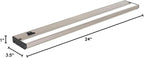 LED Under Cabinet Lighting Hardwired - 3CCT 24 Inch Satin Finish - Undercabinet Lights for Kitchen - Linkable Undercounter Dimmable Plug in Light or Hard Wired - Under Counter Fixture Direct Wire