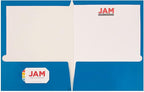 JAM PAPER Laminated Two Pocket Glossy School Folders - Letter Size - High Gloss Blue - 6/Pack