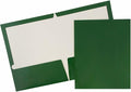JAM PAPER Laminated Two Pocket Glossy Folders - Green - 3/Pack