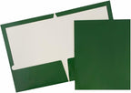 JAM PAPER Laminated Two Pocket Glossy Folders - Green - 3/Pack