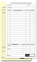 2 Part Carbon-Less Material & Labor Record Books (5 Books)