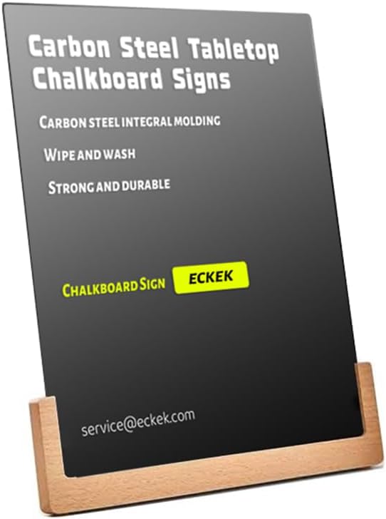 ECKEK Chalkboard Sign Tabletop Chalkboard Signs with Base Stand Carbon Steel Menu Chalkboard Stand,Message Board for Shop, Restaurant, Home Decoration (Wooden Base 28 * 36cm/11.02×14.17inches), White
