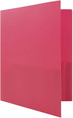 JAM PAPER Plastic Color POP Folders - 2 Pocket Durable Folders with Metal Prongs Fastener Clasps - Fuchsia Hot Pink - 6/Pack
