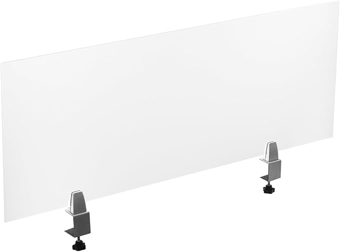 Acrylic Desk Privacy Divider with Clamps, 47x18x2 Inch Frosted Office Partition, Desktop Workspace Panel