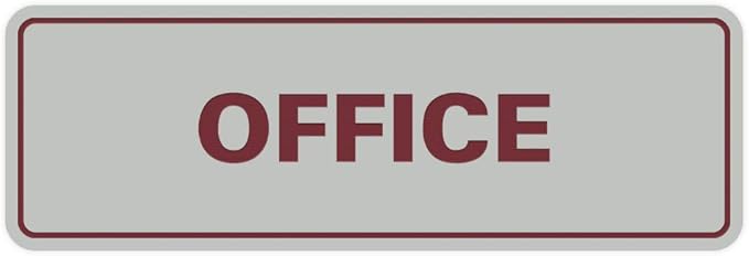 Signs ByLITA Standard Office Sign - Professional Business Signage - Easy to Install (Light Grey/Burgundy) - Large 1 Pack