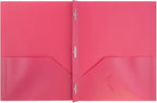 JAM PAPER Plastic Color POP Folders - 2 Pocket Durable Folders with Metal Prongs Fastener Clasps - Fuchsia Hot Pink - 6/Pack