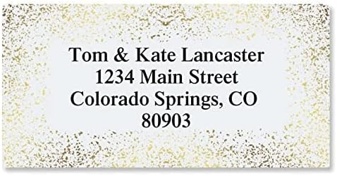 Colorful Images Gold Speckled Foil Metallic Return Address Mailing Labels, Personalized with Names & Addresses, Set of 144 Custom Self Adhesive, Easy Peel Flat Label Sheets, 1-⅛ ”x 2-¼” Size