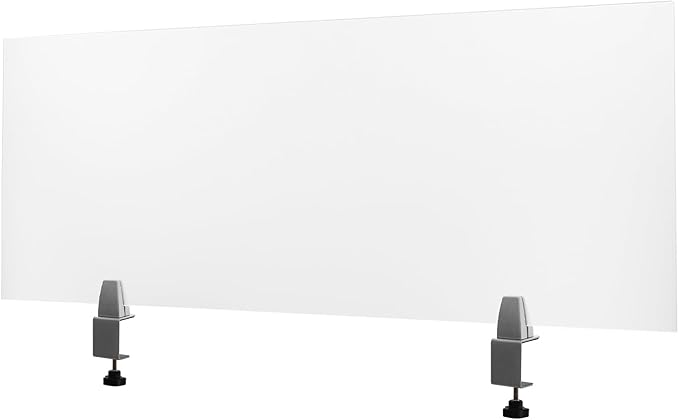 Acrylic Desk Privacy Divider with Clamps, 47x18x2 Inch Frosted Office Partition, Desktop Workspace Panel