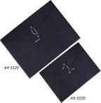 10pcs A4 Kraft Paper Envelopes Portfolio Foolscap File Folders Document Folder with String Fastener Closure Wallet Pockets File Bags Storage Pouch Paperwork Organizer Bag for Office School Home