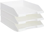 Stockroom Plus Rectangular Letter Trays - Paper Trays for Classroom - Desktop Paper Organizer & File Holder - Document Organizer for Desk Storage - Pack of 4, White, 10 x 13.5 x 2.5 in