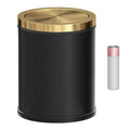 YOJIA 4 Gallon Black Gold Bathroom Trash Can, Stainless Steel Waste Basket, Large Capacity Garbage Can, for Bedroom Kitchen Office Hotel (Black)
