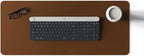 POUT TekDec Mat – Vegan Leather Desk Pad (31.5×13.4in / 80×34cm), Water-Resistant Surface, Anti-Slip Base, Scratch & Heat Protection, Multi-Functional Writing & Mouse Pad – Cinnamon Brown