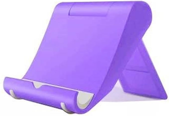 JUSDIQIR Cell Phone Stand for Desk Foldable Cell Phone Holder Desk Tablet Holder Mobile Phone Dock, Multi-Angle Universal Adjustable Tablet Dock Compatible with Most Cell Phones (Purple)