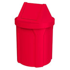 Sturdy Essentials 42 Gallon Round 100% Recycled Plastic Indoor or Outdoor Commercial Trash Can with Easy Access Swing Top Lid | Great for Schools and Businesses - Red