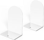 Lulonpon 2 Pieces Book Ends, Bookends, Books Stand, Metal Bookend for Shelves, White Book Ends for School, Library, Desktop Organizer