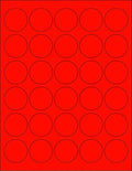 8-1/2 x 11" Neon Color High Light Fluorescent Labels for Laser & Inkjet Printer (RED Fluorescent, 1.5" Round - 30 Per Page | 3000 Labels)