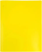 JAM PAPER Plastic Color Pop Folders - 2 Pocket Durable Folders with Metal Prongs Fastener Clasps - Yellow - 3/Pack