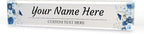 Signs ByLITA Floral Pattern Customized Nameplate | Indigo Blooms Personalized Full Color Acrylic Desk Sign