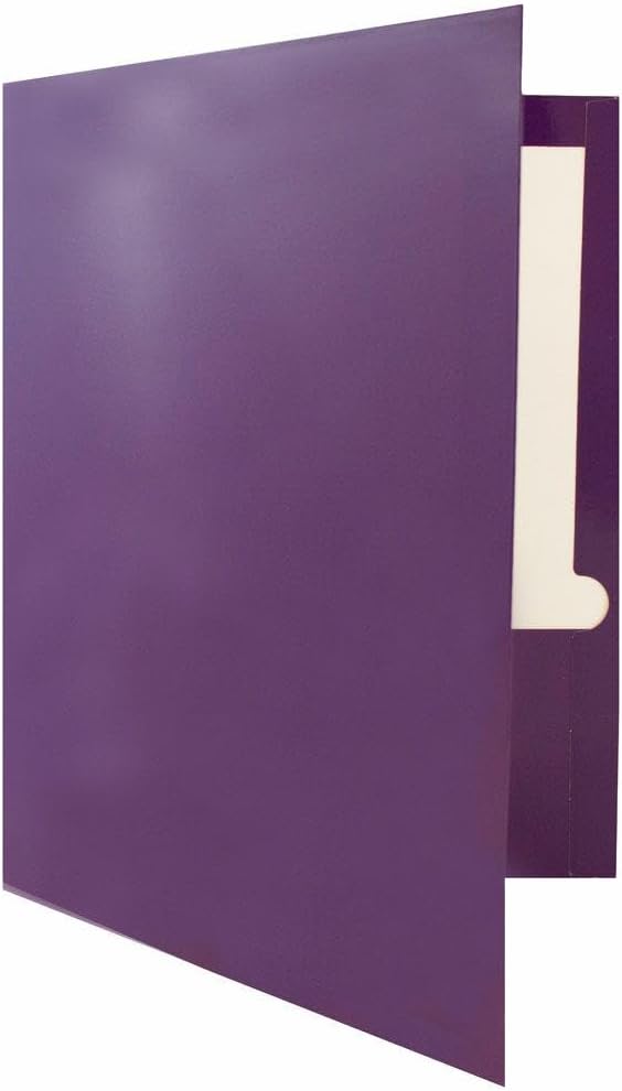 JAM PAPER Laminated Two Pocket Glossy Folders - Purple - 3/Pack