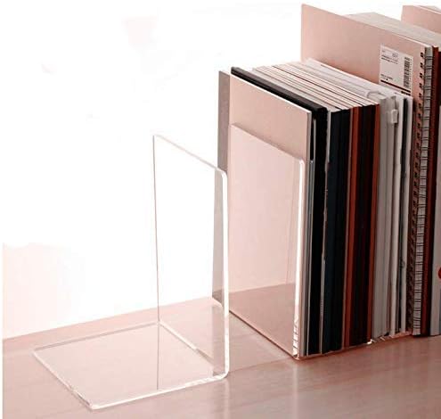 CY craft 6 Pieces/3 Pairs Bookends,Clear Acrylic Bookends for Shelves,Heavy Duty Book Ends and Desktop Organizer,Book Stopper for Books/Movies/CDs,7.3x4.8x4.8 inch