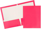 JAM PAPER Laminated Two Pocket Glossy School Folders - Letter Size - High Gloss Assorted Fashion Colors - 6/Pack