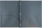 JAM PAPER Plastic Color POP Folders - 2 Pocket Durable Folders with Metal Prongs Fastener Clasps - Grey - 6/Pack