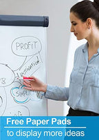 DexBoard 40" x 28" Magnetic Dry Erase Easel Board with Tripod Stand, Height Adjustable Office Presentation Writing Board Easel, Includes 25 Sheets Flip Chart Paper Pad, Magnets & Eraser, Black Frame