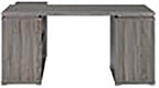 Pemberly Row L Shape Corner Storage Desk in Weathered Gray, Letter/Legal File, 5 Bookshelves