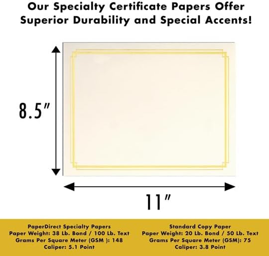 PaperDirect Foil Elegance Specialty Certificates, 50 Sheets of 38lb White Paper, 8½" x 11", Double Red Foil Border, Perfect for Awards, Students, Employees, Volunteers, Course Completion, Diplomas