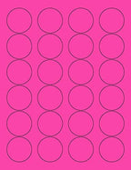 8-1/2 x 11" Neon Color High Light Fluorescent Labels for Laser & Inkjet Printer (Pink Fluorescent, 1.66" Round - 24 Per Page | 2400 Labels)
