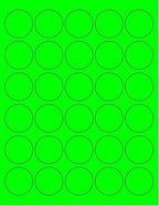 Pack of 100 Sheets, 8-1/2 x 11" Fluorescent Labels for Laser & Inkjet Printer (Green Fluorescent, 1.5" Round 30 per Page, 3000 Labels)