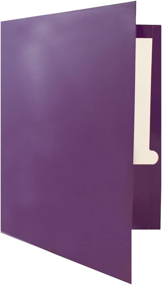 JAM PAPER Laminated Two Pocket Glossy School Folders - Letter Size - High Gloss Purple - Bulk 25/Pack